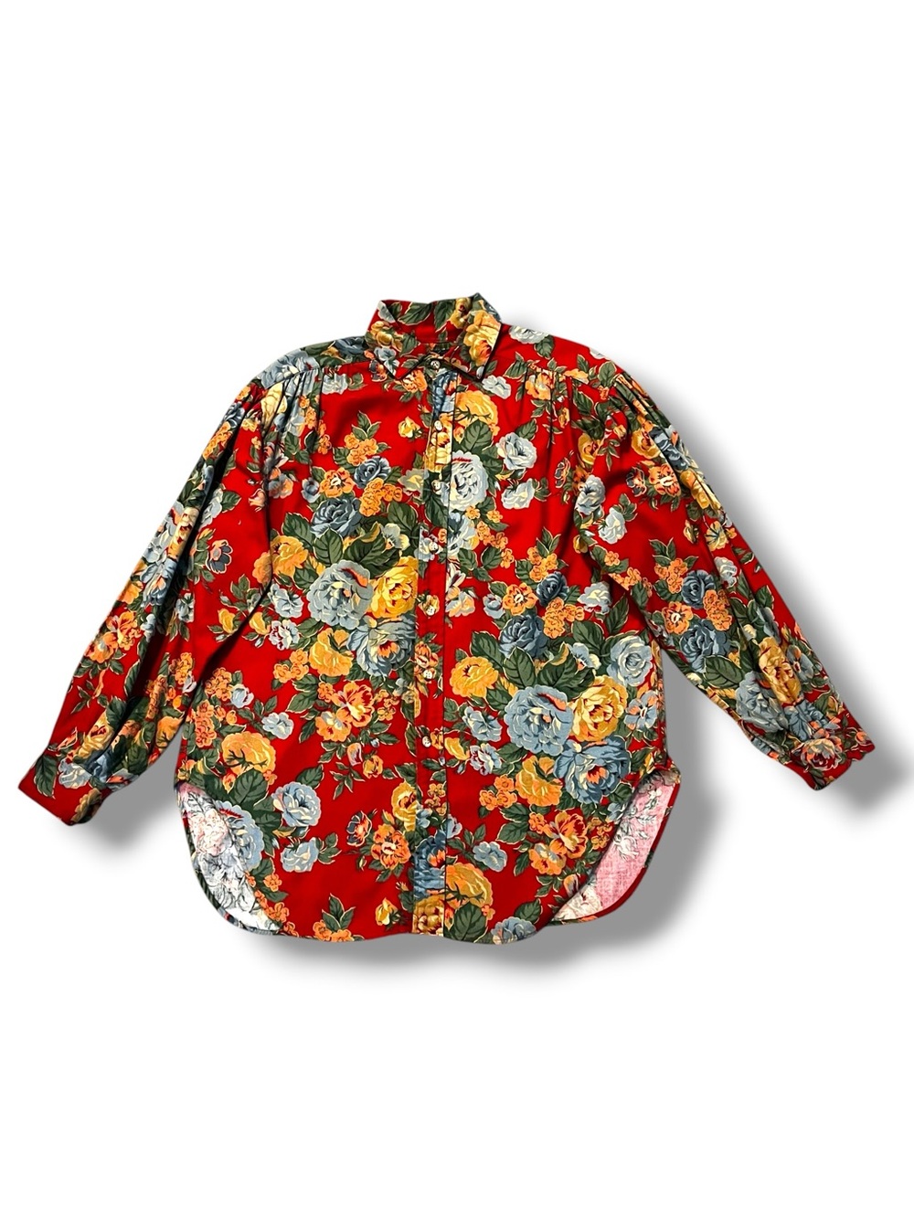 Vintage Ralph Lauren Shirt Size 6 Floral Print Cotton Flannel Blue Label Preppy
